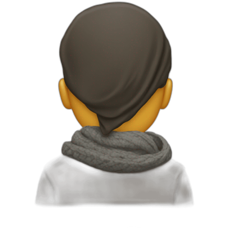 Man view from back with a big scarf on the back of the head emoji