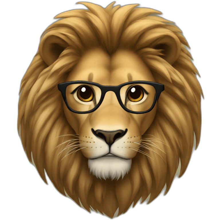 Lion with black mane and glasses emoji