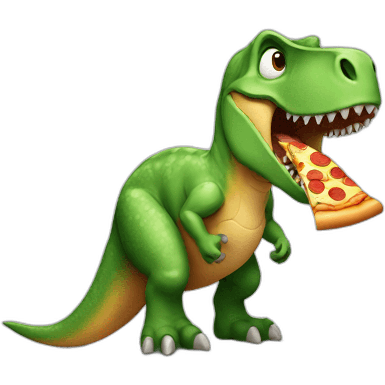 Dinosaur eat pizza emoji