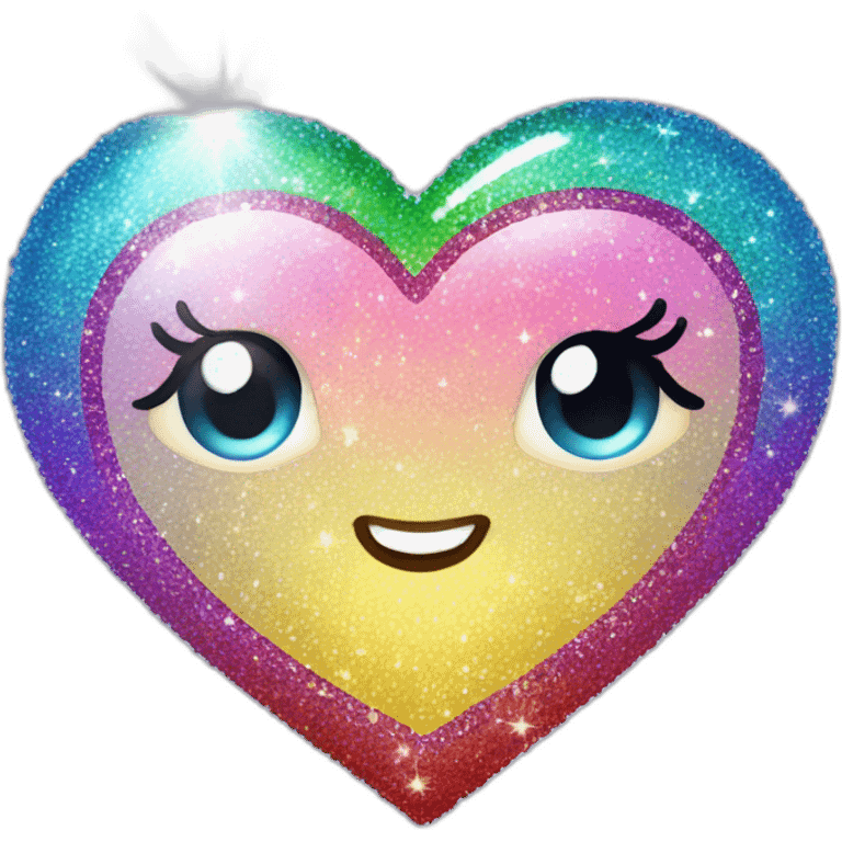 sparkly glittery shiny heart rainbow emoji