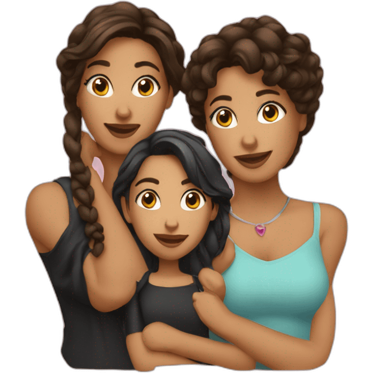 3 latin female friends emoji