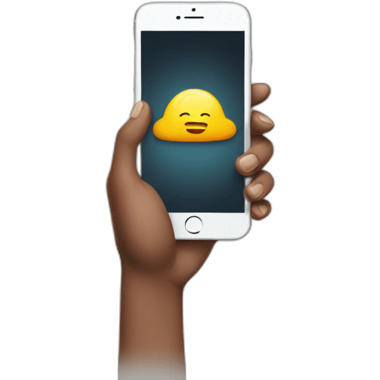 Hand holding iphone emoji