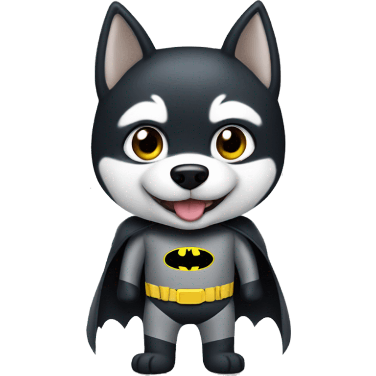 A husky dog dressed as Batman emoji