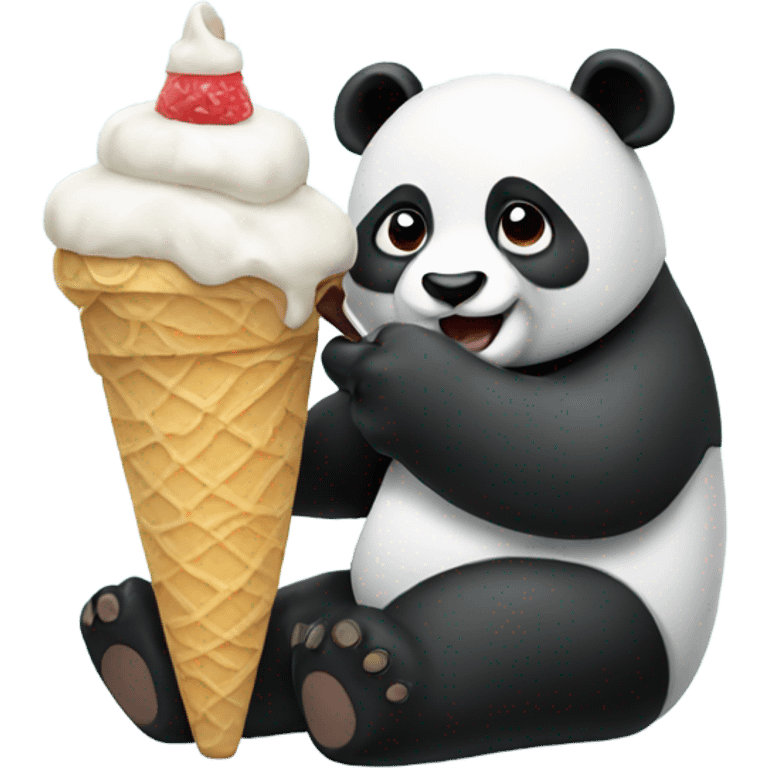 Panda eating ice cream emoji