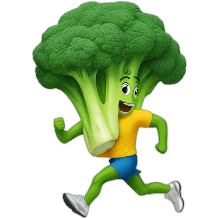 Broccoli cartoon running a marathon emoji