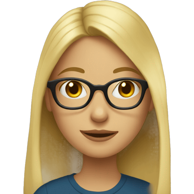 Blonde girl wearing glasses sitting in the library emoji