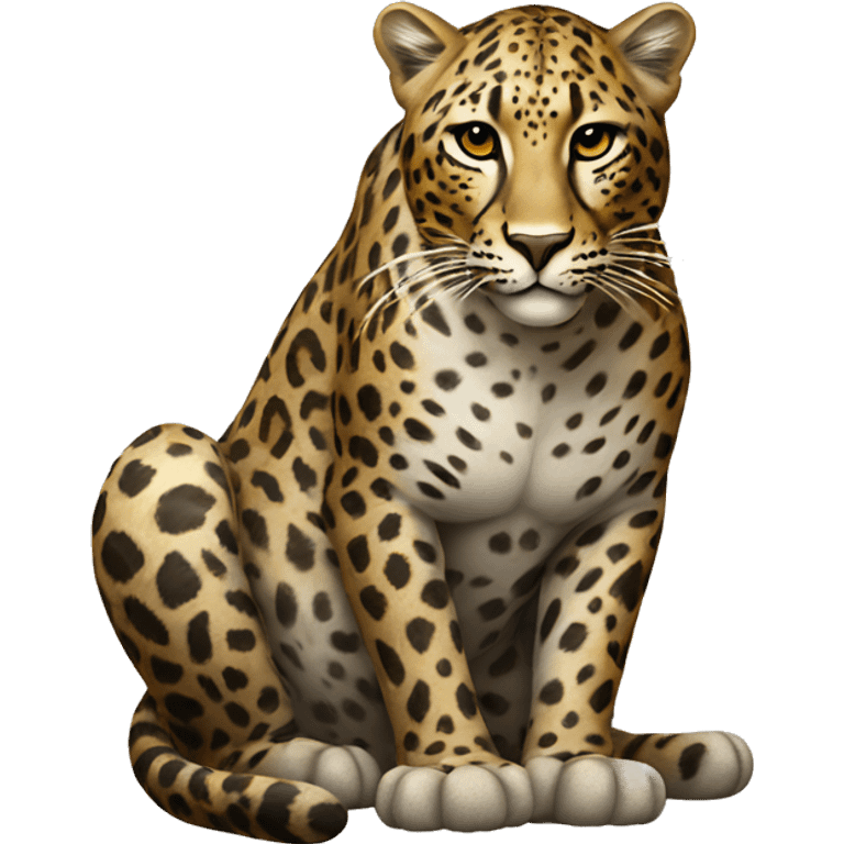 realistic seated leopard facing forward emoji