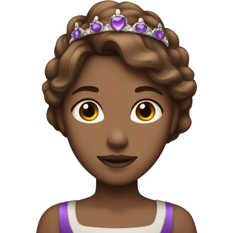 Girl with brown hair and purple tiara emoji