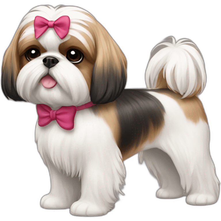 Dog Shih Tzu with a bow on head full-body emoji