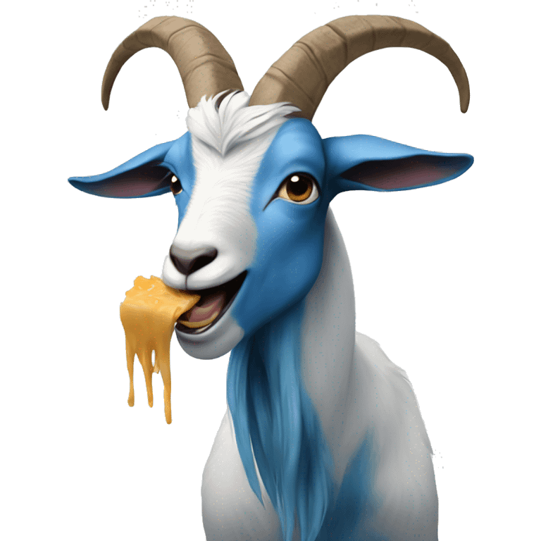 goat eating, blue hair emoji