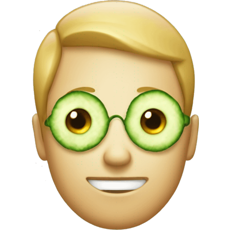 A Relaxing Emoji with cucumber over its eyes emoji