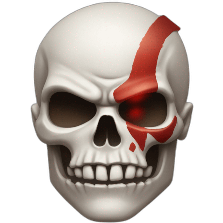 Kratos red mark on a skull emoji