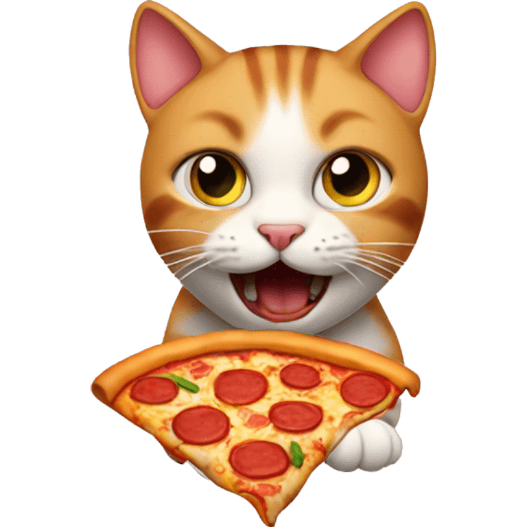 Cat eats pizza emoji