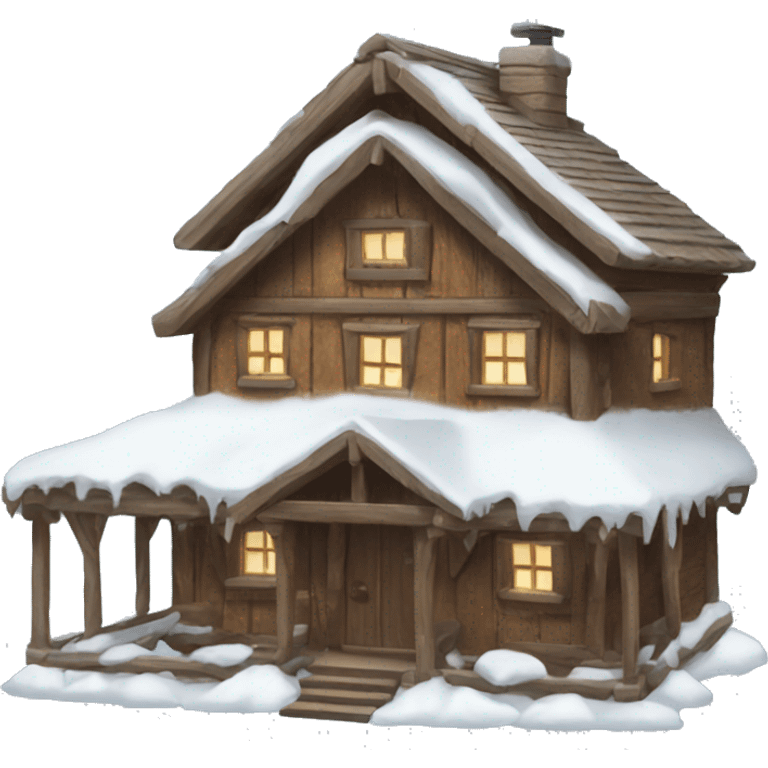 snow-covered wooden house emoji