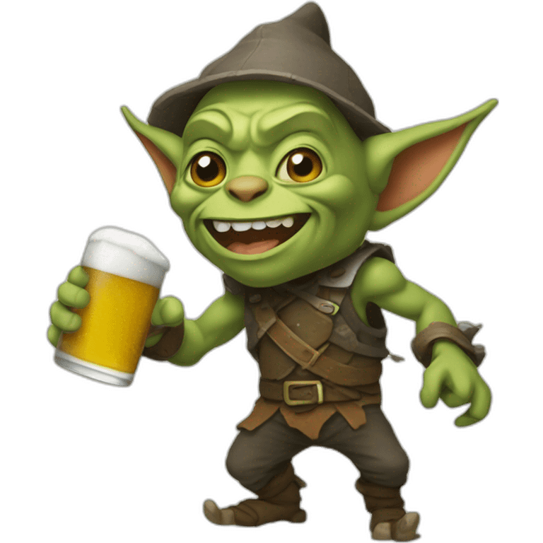 Un goblin qui boit de la bierre emoji