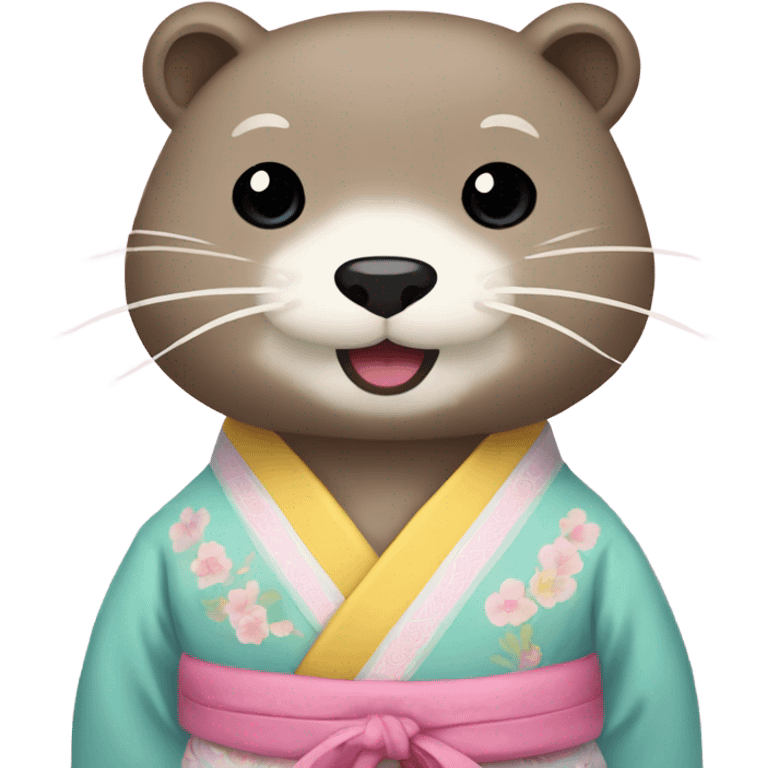 An otter face dressed in pastel-colored traditional Korean hanbok emoji