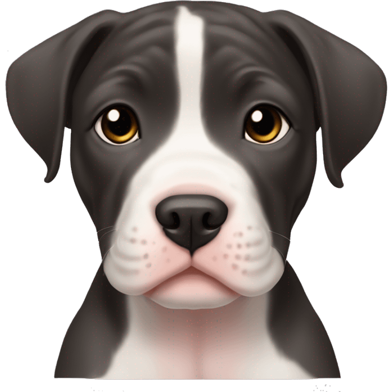 American pit bull puppy black lop-eared emoji