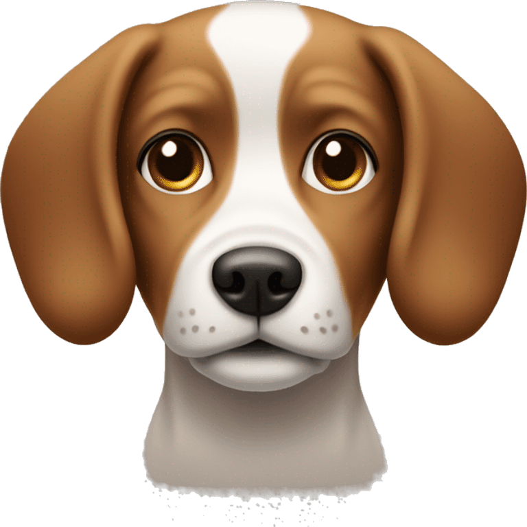 Small brown and white dog with short floppy ears and small nose emoji