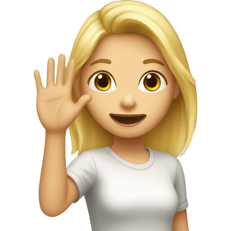 Blond girl surprised raising hand emoji