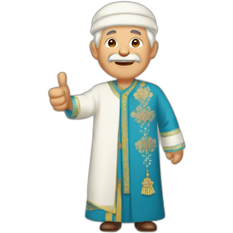 uzbek old man with national outfit thumbs up emoji