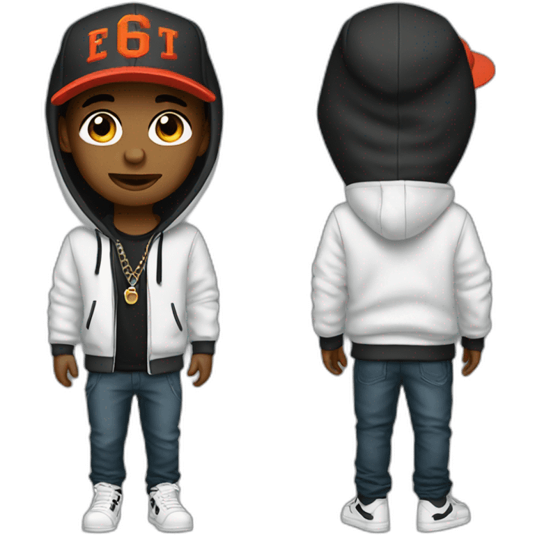 rapper in snapback and hoodie emoji