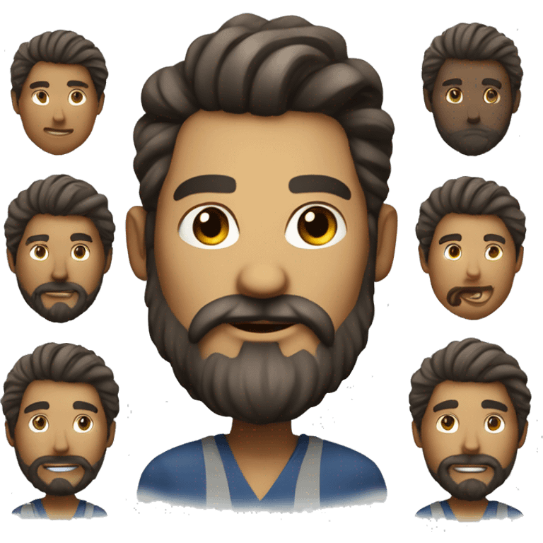 Create an emoji based on the illustration provided, which features a stylized male figure with a prominent beard and hair styled in waves, giving a strong and confident look. emoji