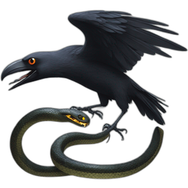 Crow attacking a Snake emoji