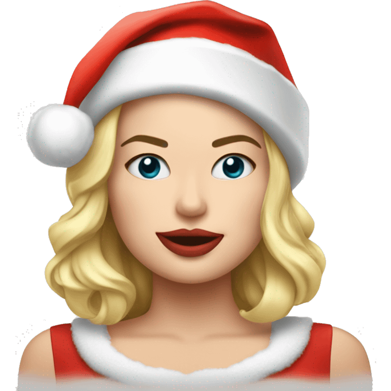 Margot Robbie with santa hat emoji