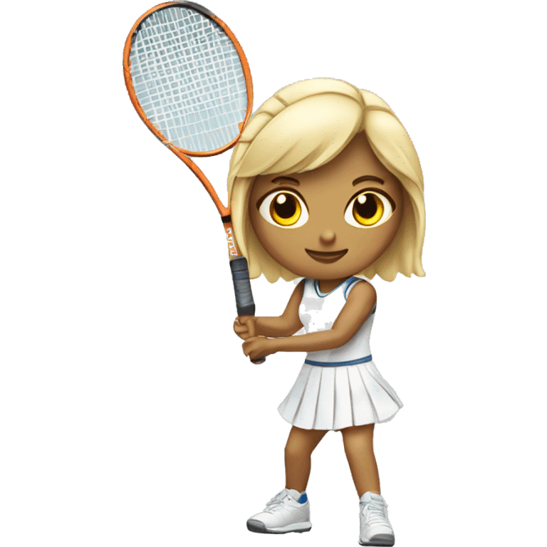 Blonde girl playing tennis with white skirt emoji