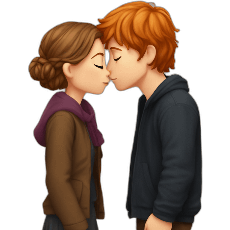 Hermione Granger kissing Ron Weasley emoji