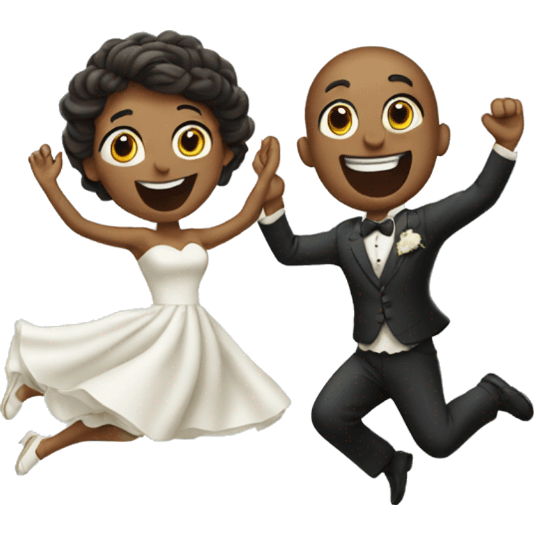 wedding couple jumping in the air emoji