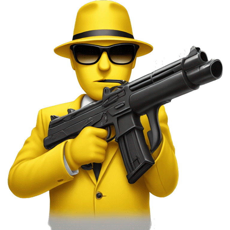 yellow suit mafia with thompson gun and sunglasses emoji