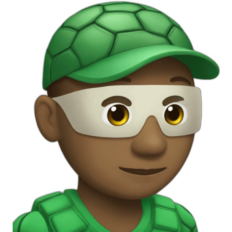 Mbappé avec un masque de tortue emoji