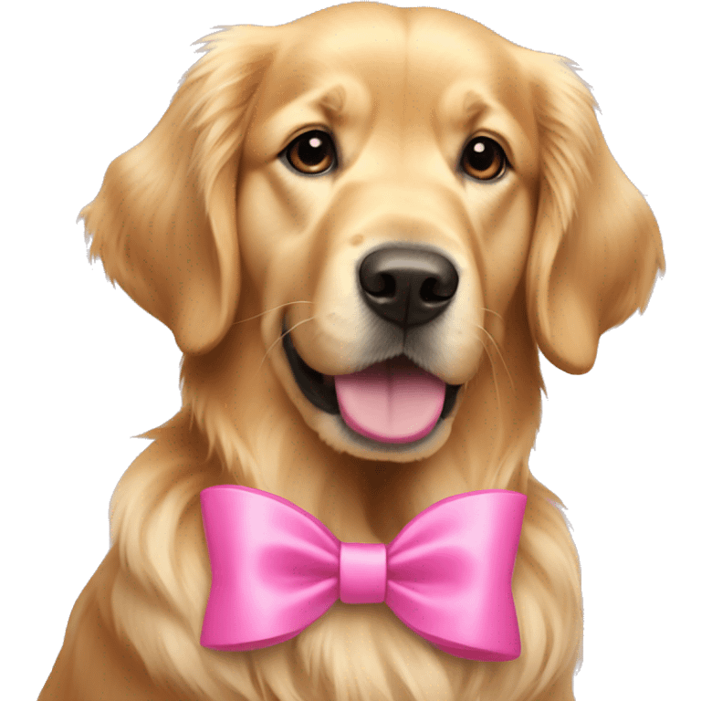 Golden retriever wearing a pink bow emoji