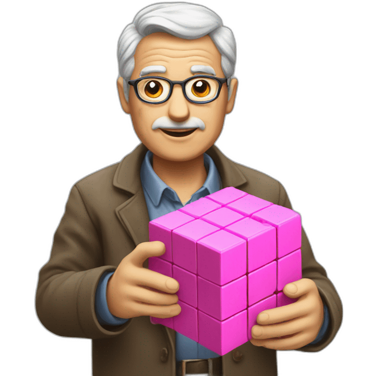 A old and pink  men with a rubix cube emoji