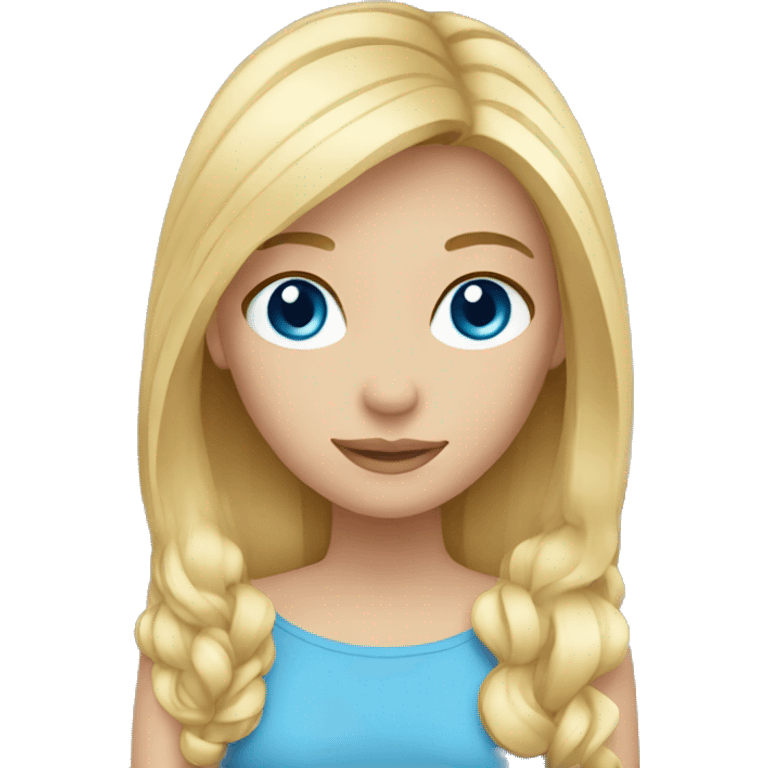 girl blond hair, blue eyes, longer hair emoji