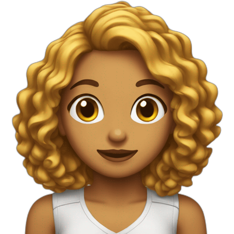 Chica pelo rizado castaño emoji