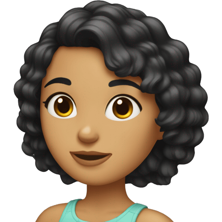 Chica morena con pelo negro ondulado emoji