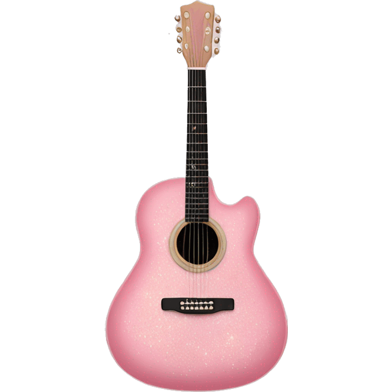 Realistic pastel pink acoustic guitar with sparkly shiny glitter and diamonds on it. emoji