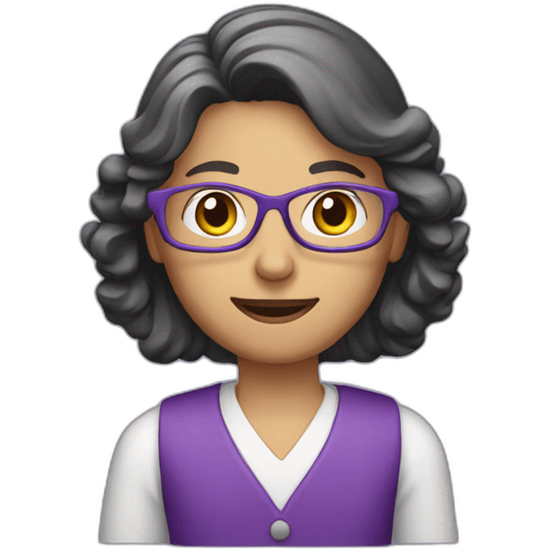 teacher with purple computer emoji