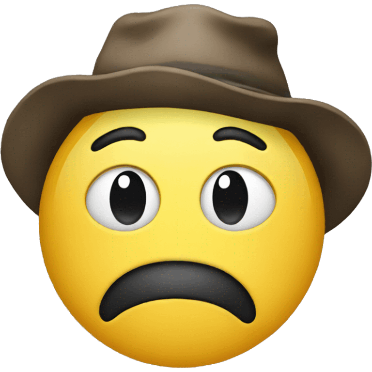 Sad face with hat emoji