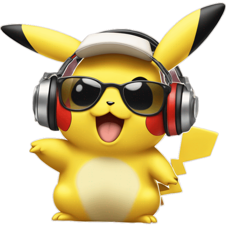 pikachu with sunglasses recording a mixtape emoji