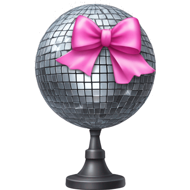 Disco ball with a pink bow on top emoji