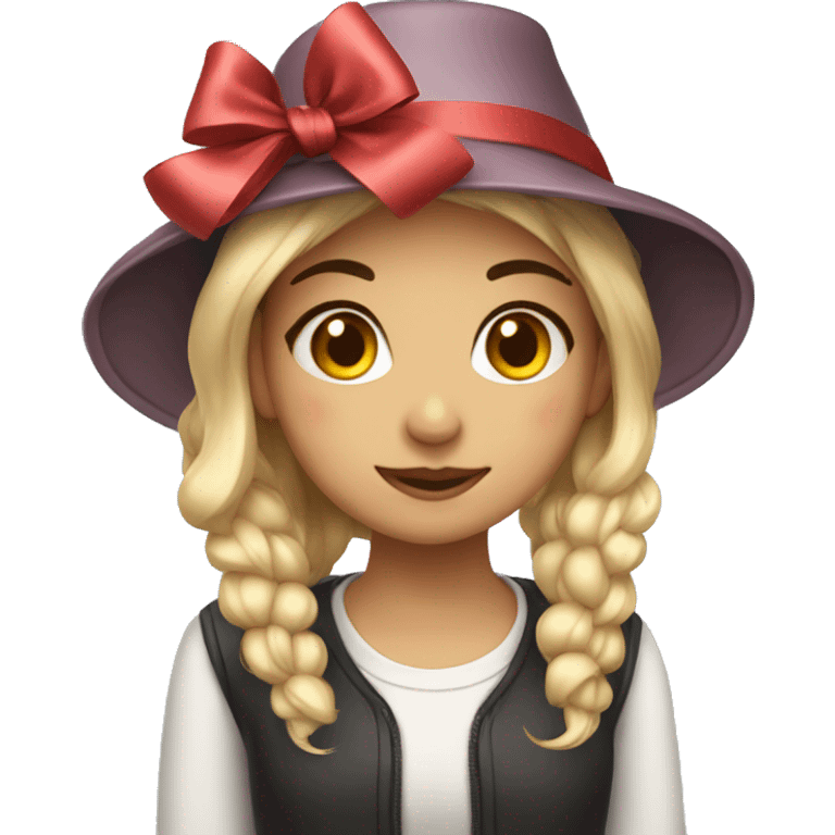 Cute girl In a New Year's hat with a bow emoji