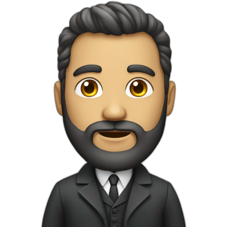 A full man image with coat and suite having long beard and great attitude with his face emoji