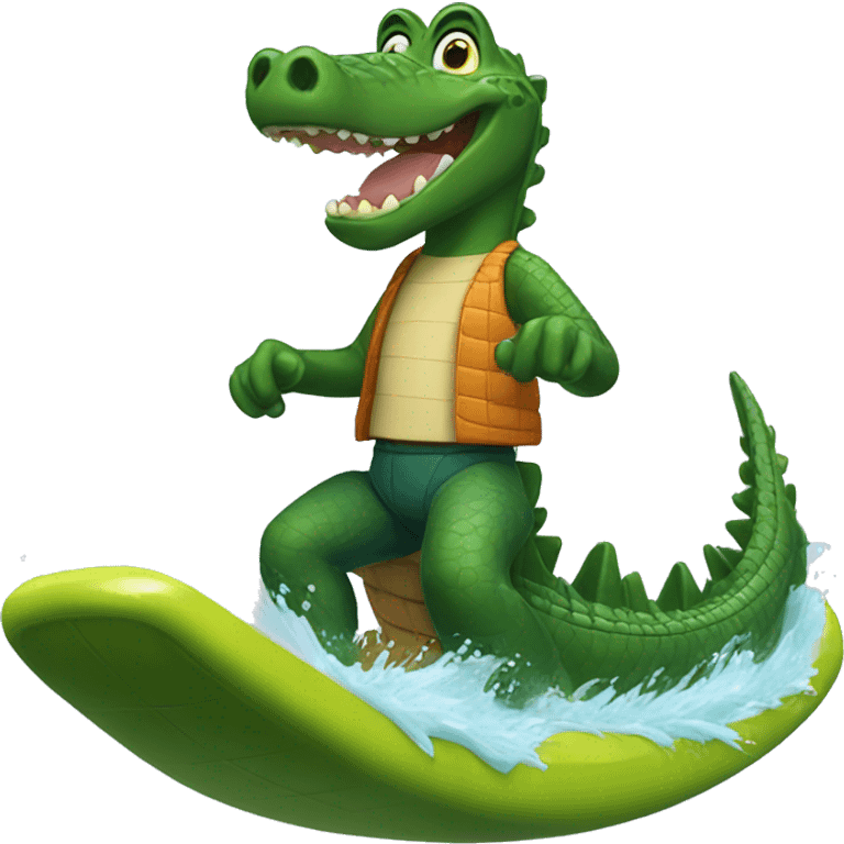 An alligator surfing  emoji