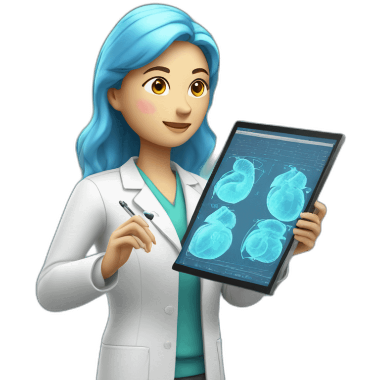 Biomedical-Engineer-studying-hologram-3d-model-of-breast emoji