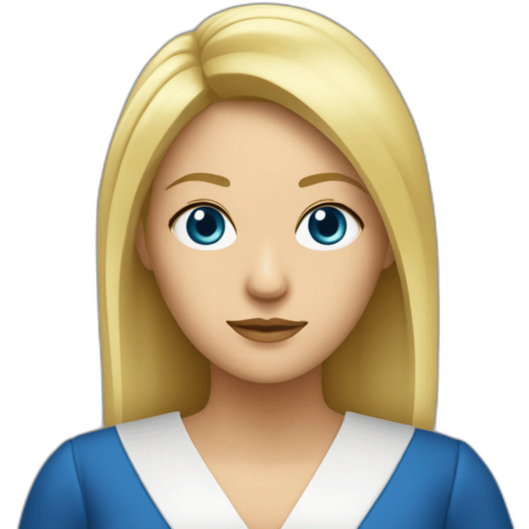 une femme blonde aux yeux bleus avec la robe d'avocate emoji