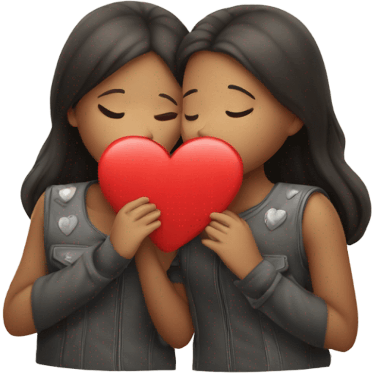 Hearts with girls kissing  emoji