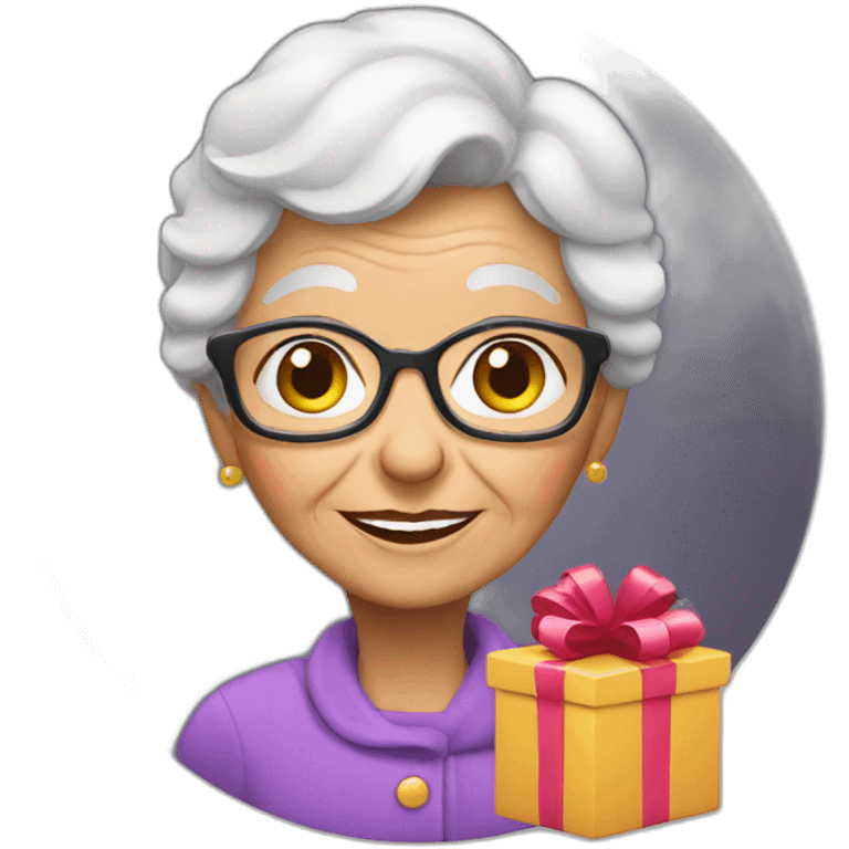 Granny with a gift emoji